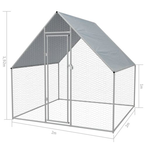 Buitenhok voor kippen 2x2x1,92 m gegalvaniseerd staal - Afbeelding 5