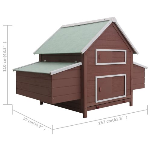 Kippenhok 157x97x110 cm hout bruin - Afbeelding 6