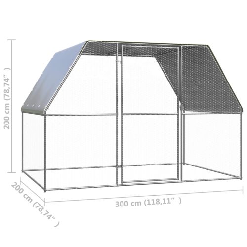 Buitenhok voor kippen 3x2x2 m gegalvaniseerd staal - Afbeelding 4