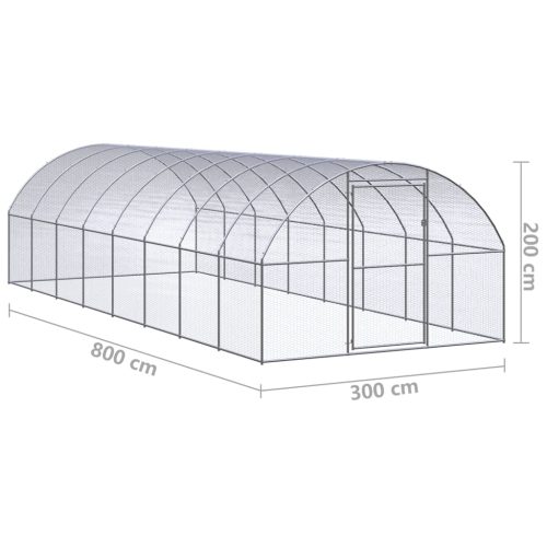 Kippenren 3x8x2 m gegalvaniseerd staal - Afbeelding 7