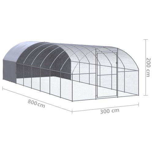 Kippenren 3x8x2 m gegalvaniseerd staal - Afbeelding 9