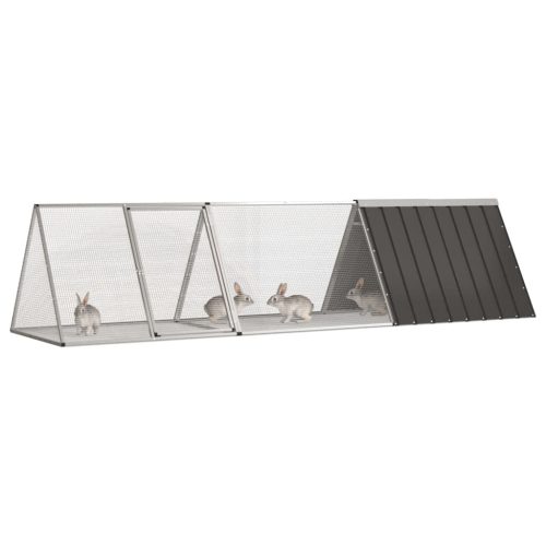 Konijnenhok 302,5x80,5x71 cm gegalvaniseerd staal antraciet - Afbeelding 2