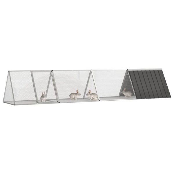 Konijnenhok 403,5x80,5x71 cm gegalvaniseerd staal antraciet - Afbeelding 2
