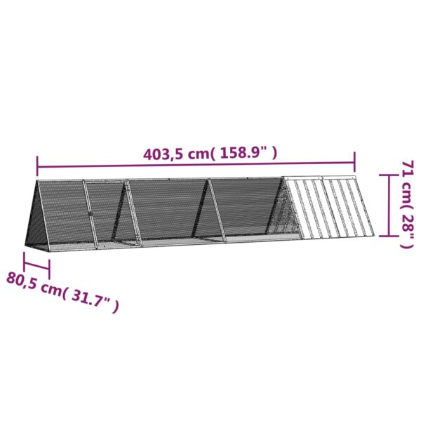 Konijnenhok 403,5x80,5x71 cm gegalvaniseerd staal antraciet - Afbeelding 6