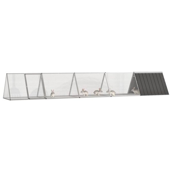 Konijnenhok 504,5x80,5x71 cm gegalvaniseerd staal antraciet - Afbeelding 2