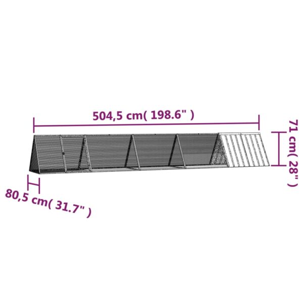 Konijnenhok 504,5x80,5x71 cm gegalvaniseerd staal antraciet - Afbeelding 6
