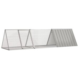 Konijnenhok 302,5x80,5x71 cm gegalvaniseerd staal grijs