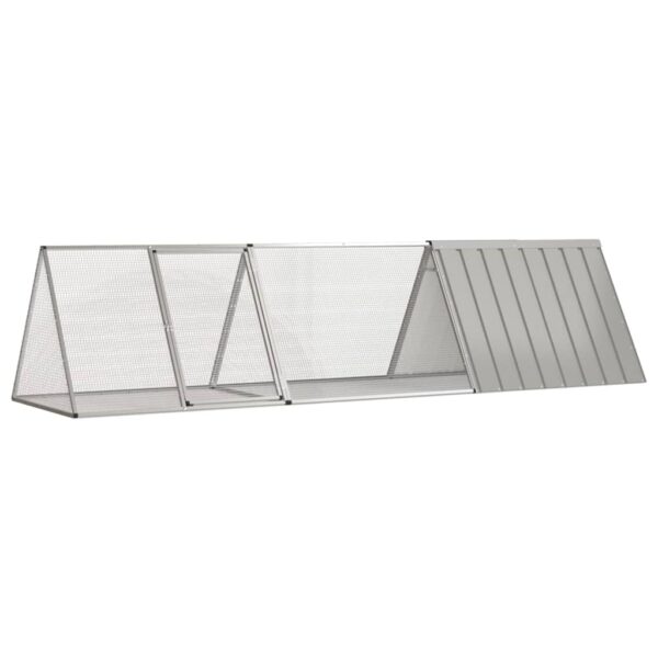 Konijnenhok 302,5x80,5x71 cm gegalvaniseerd staal grijs