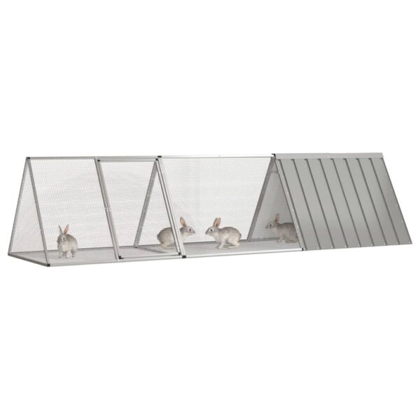 Konijnenhok 302,5x80,5x71 cm gegalvaniseerd staal grijs - Afbeelding 2