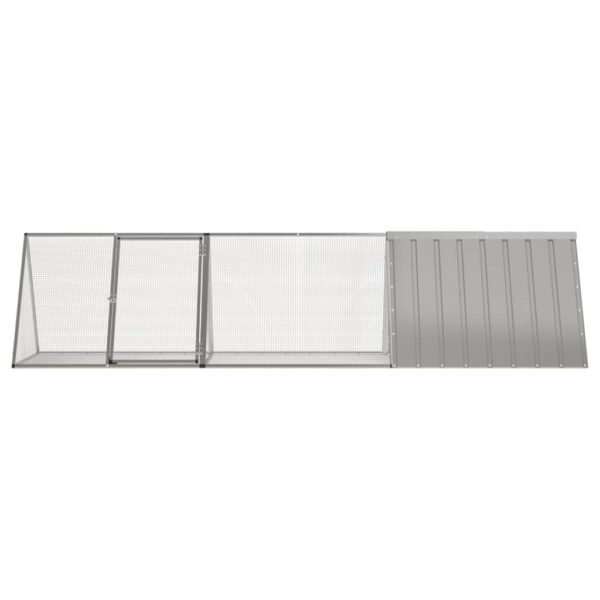 Konijnenhok 302,5x80,5x71 cm gegalvaniseerd staal grijs - Afbeelding 3