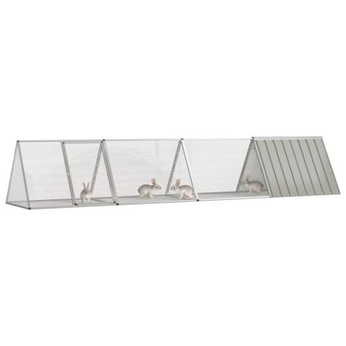 Konijnenhok 403,5x80,5x71 cm gegalvaniseerd staal grijs - Afbeelding 2