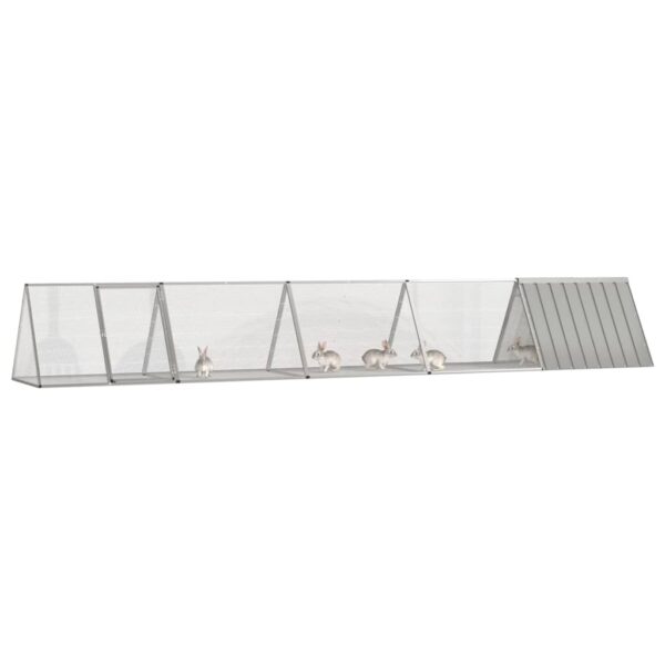 Konijnenhok 504,5x80,5x71 cm gegalvaniseerd staal grijs - Afbeelding 2