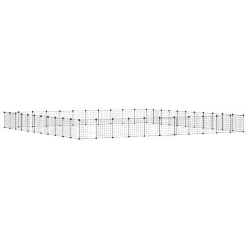 Huisdierenkooi met deur 44 panelen 35x35 cm staal zwart - Afbeelding 2