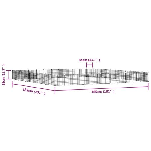 Huisdierenkooi met deur 44 panelen 35x35 cm staal zwart - Afbeelding 4