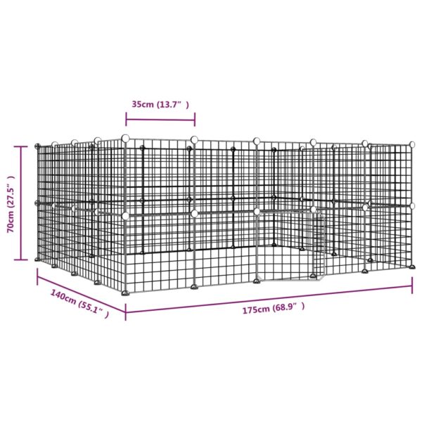 Huisdierenkooi met deur 36 panelen 35x35 cm staal zwart - Afbeelding 4