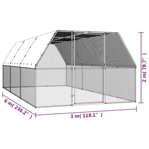 Buitenhok voor kippen 3x6x2 m gegalvaniseerd staal - Afbeelding 5