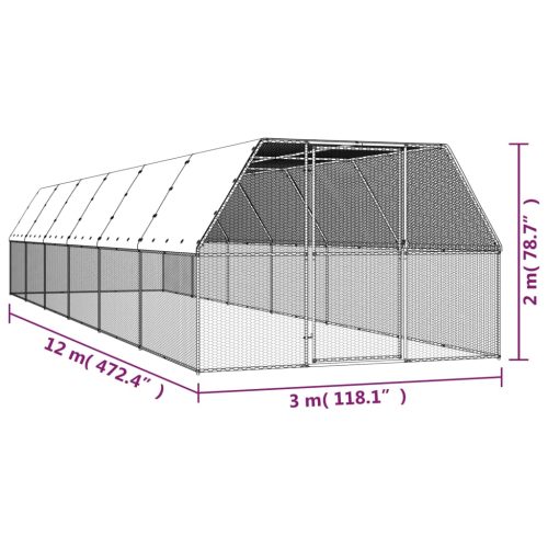 Buitenhok voor kippen 3x12x2 m gegalvaniseerd staal - Afbeelding 5