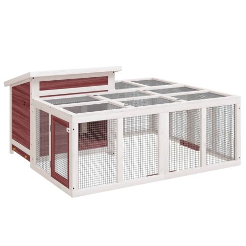 Konijnenhok 144x123x67,5 cm massief grenenhout mokkakleurig - Afbeelding 2