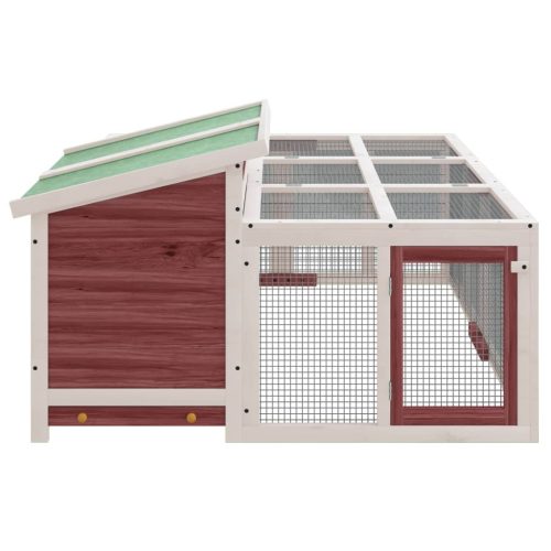 Konijnenhok 144x123x67,5 cm massief grenenhout mokkakleurig - Afbeelding 5