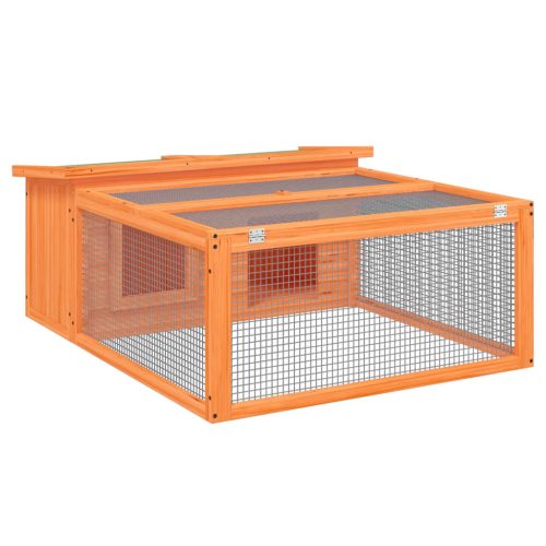 Konijnenhok 117,5x97x47,5 cm massief grenenhout bruin - Afbeelding 2