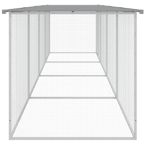 Kippenhok met dak 403x98x90 cm gegalvaniseerd staal lichtgrijs - Afbeelding 4