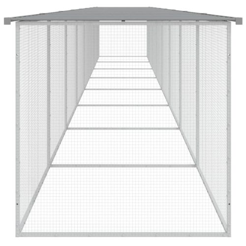 Kippenhok met dak 803x98x90 cm gegalvaniseerd staal lichtgrijs - Afbeelding 4