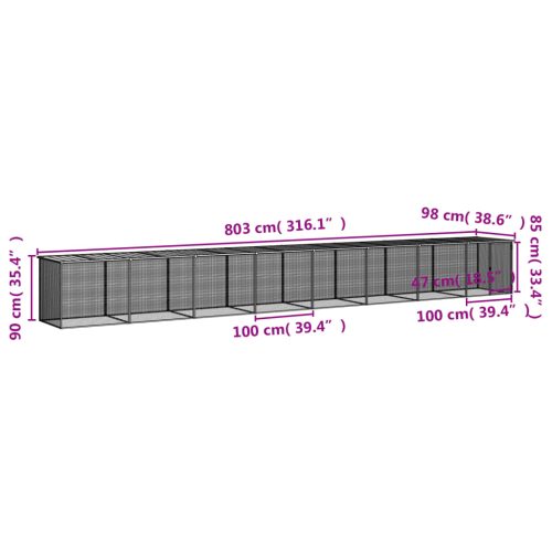 Kippenhok met dak 803x98x90 cm gegalvaniseerd staal lichtgrijs - Afbeelding 9