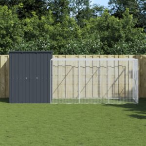 Kippenhok met ren 165x455x181 cm gegalvaniseerd staal antraciet