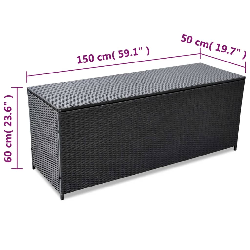 Tuinbox 150x50x60 cm poly rattan zwart - Afbeelding 5