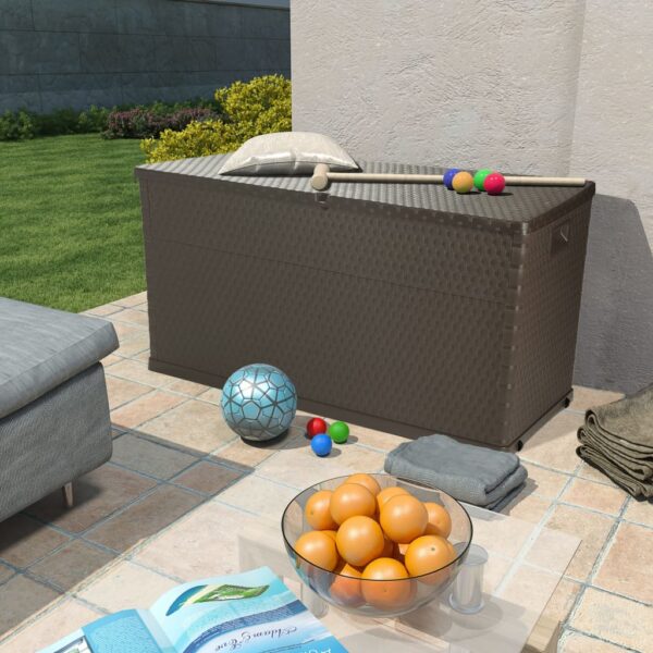 Tuinbox 120x56x63 cm polypropeen rattan bruin - Afbeelding 2