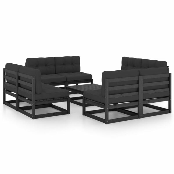 9-delige Loungeset met kussens massief grenenhout - Afbeelding 2