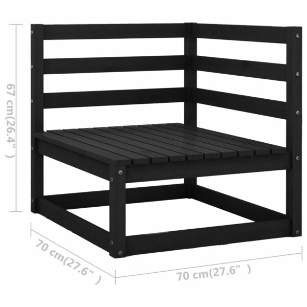 13-delige Loungeset met kussens massief grenenhout zwart - Afbeelding 8