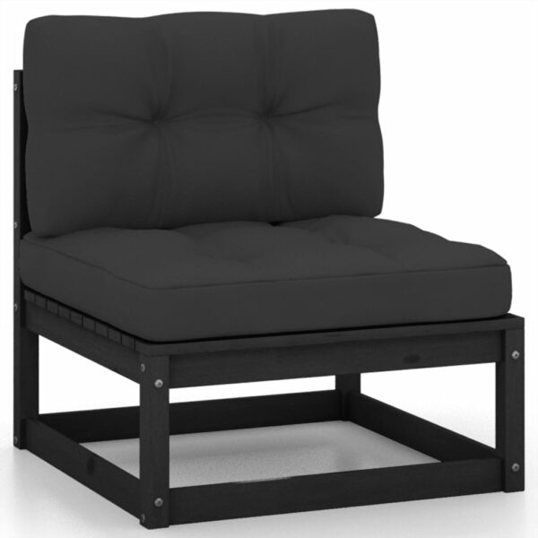 12-delige Loungeset met kussens massief grenenhout zwart - Afbeelding 5