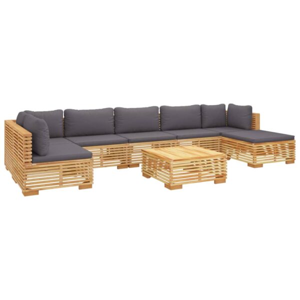 8-delige Loungeset met kussens massief teakhout - Afbeelding 3