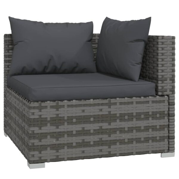 13-delige Loungeset met kussens poly rattan grijs - Afbeelding 3