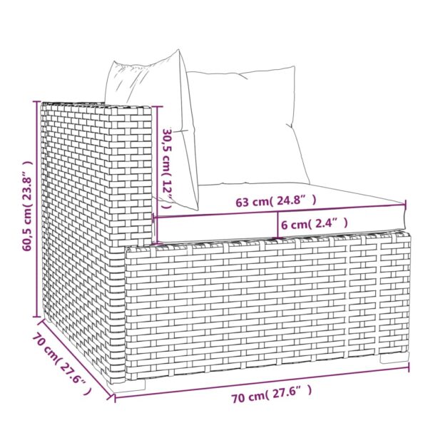 13-delige Loungeset met kussens poly rattan grijs - Afbeelding 8