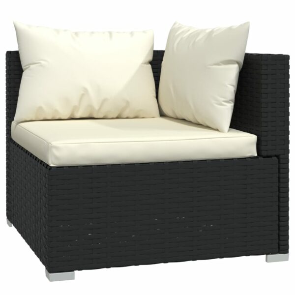 12-delige Loungeset met kussens poly rattan zwart - Afbeelding 3