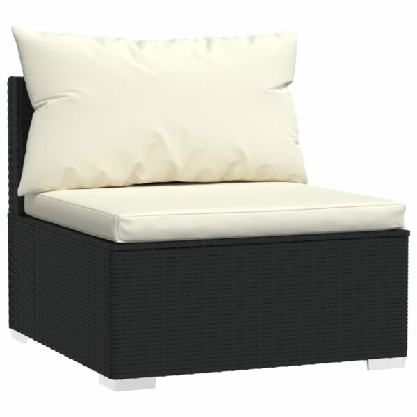 12-delige Loungeset met kussens poly rattan zwart - Afbeelding 5