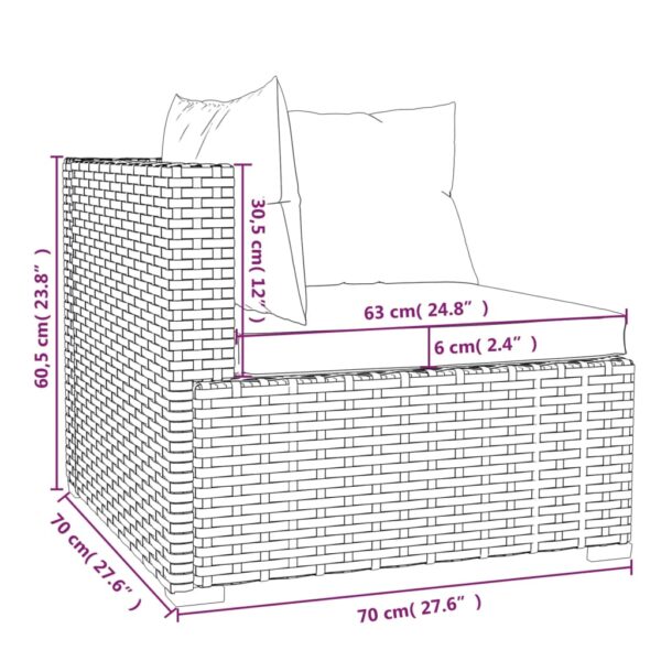 12-delige Loungeset met kussens poly rattan zwart - Afbeelding 10