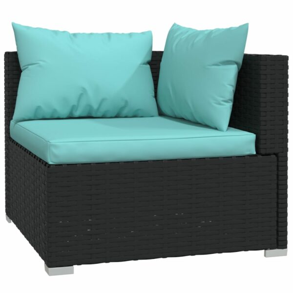 13-delige Loungeset met kussens poly rattan zwart - Afbeelding 3