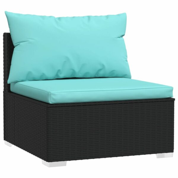 13-delige Loungeset met kussens poly rattan zwart - Afbeelding 5