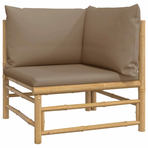 12-delige Loungeset met kussens bamboe taupe - Afbeelding 4