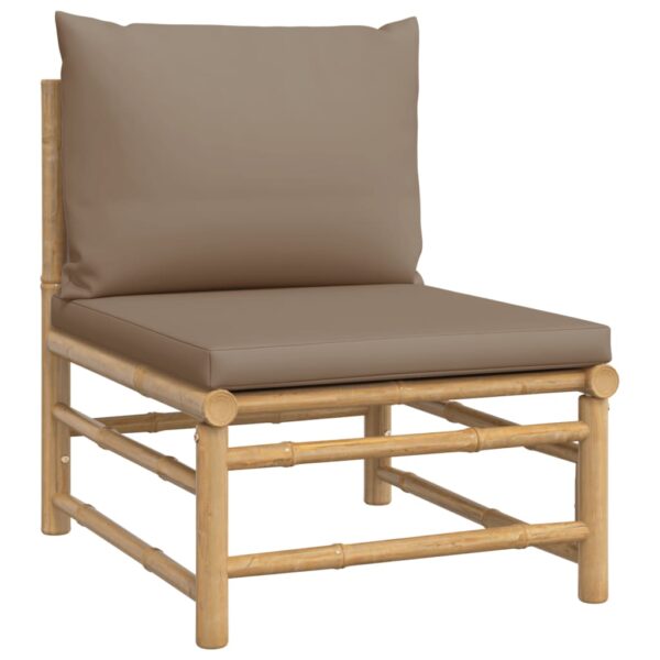 12-delige Loungeset met kussens bamboe taupe - Afbeelding 5