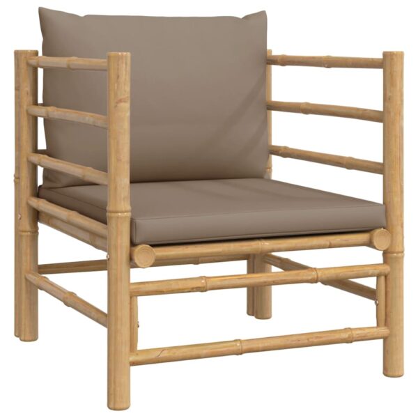 12-delige Loungeset met kussens bamboe taupe - Afbeelding 6