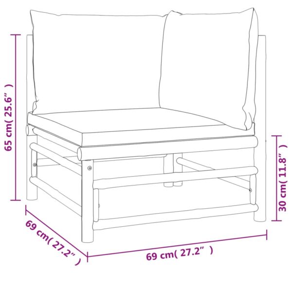 12-delige Loungeset met kussens bamboe taupe - Afbeelding 9