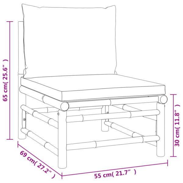 12-delige Loungeset met kussens bamboe taupe - Afbeelding 10