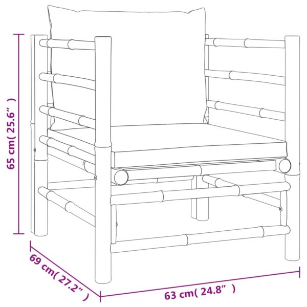 12-delige Loungeset met kussens bamboe taupe - Afbeelding 11