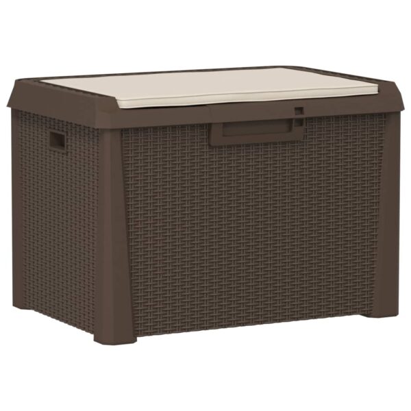 Tuinbox met zitkussen 125 L polypropeen bruin - Afbeelding 2