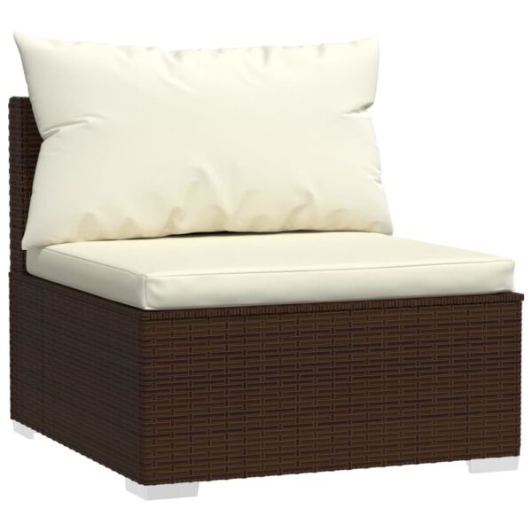 12-delige Loungeset met kussens poly rattan bruin - Afbeelding 3