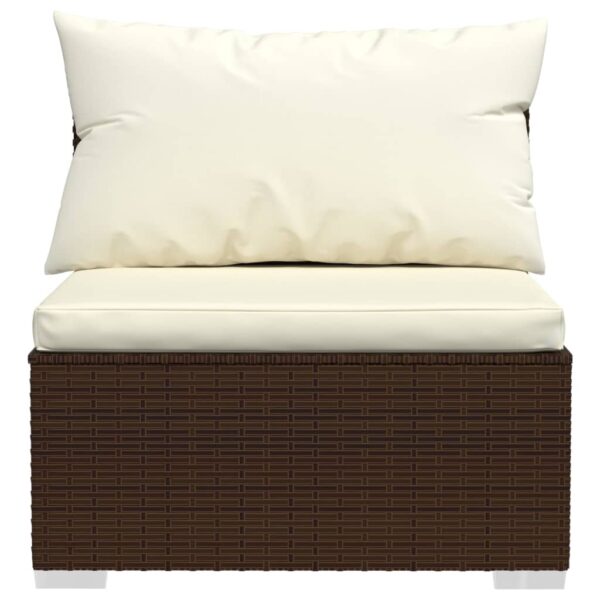 12-delige Loungeset met kussens poly rattan bruin - Afbeelding 4
